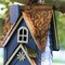 Set of 2 24.25"H Oversized Washed Blue 3-Tiered Solid Wood Villa Decorative Outdoor Garden Birdhouse